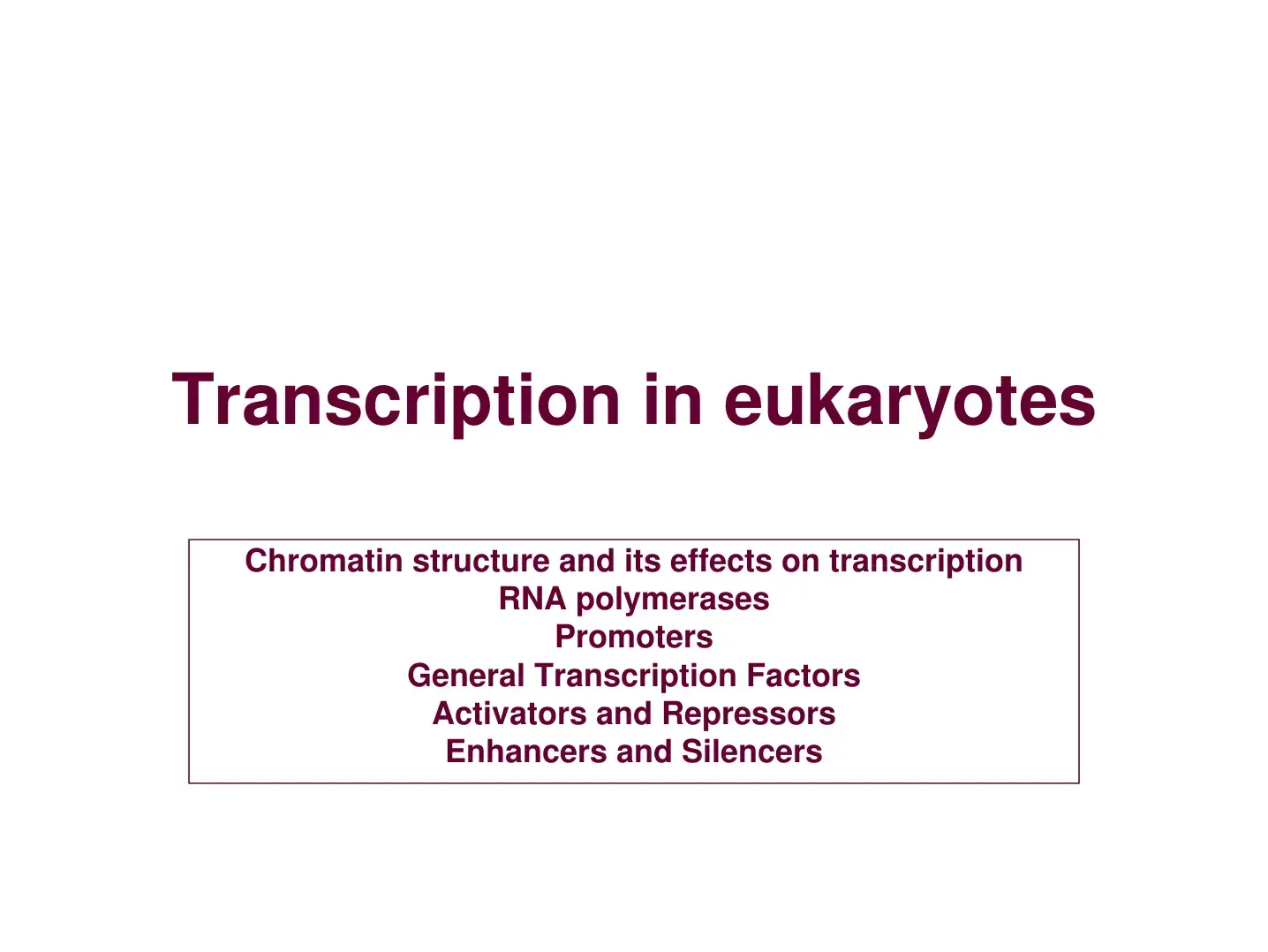 غلاف كتاب Transcription in eukaryotes