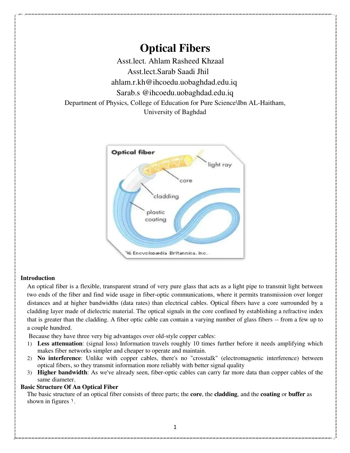 غلاف كتاب Optical Fibers