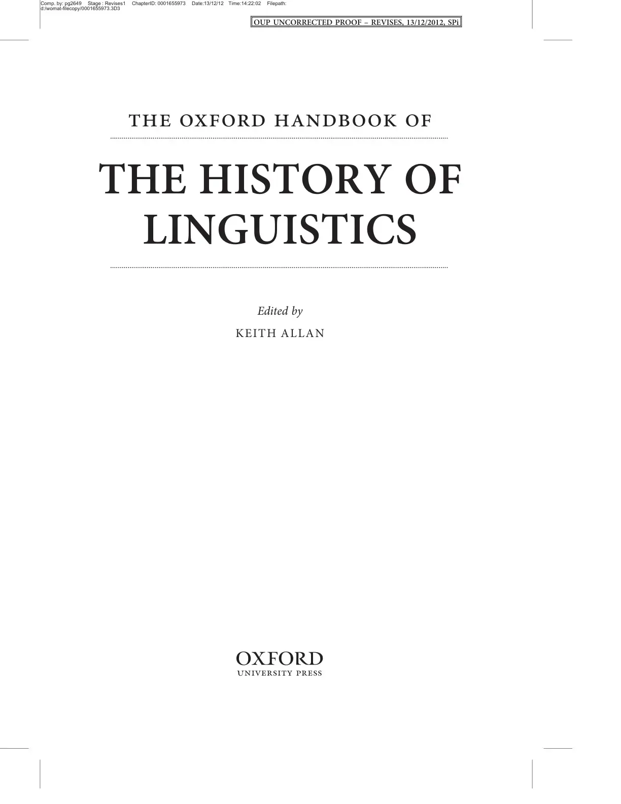 غلاف كتاب THE OXFORD HANDBOOK OF THE HISTORY OF LINGUISTICS
