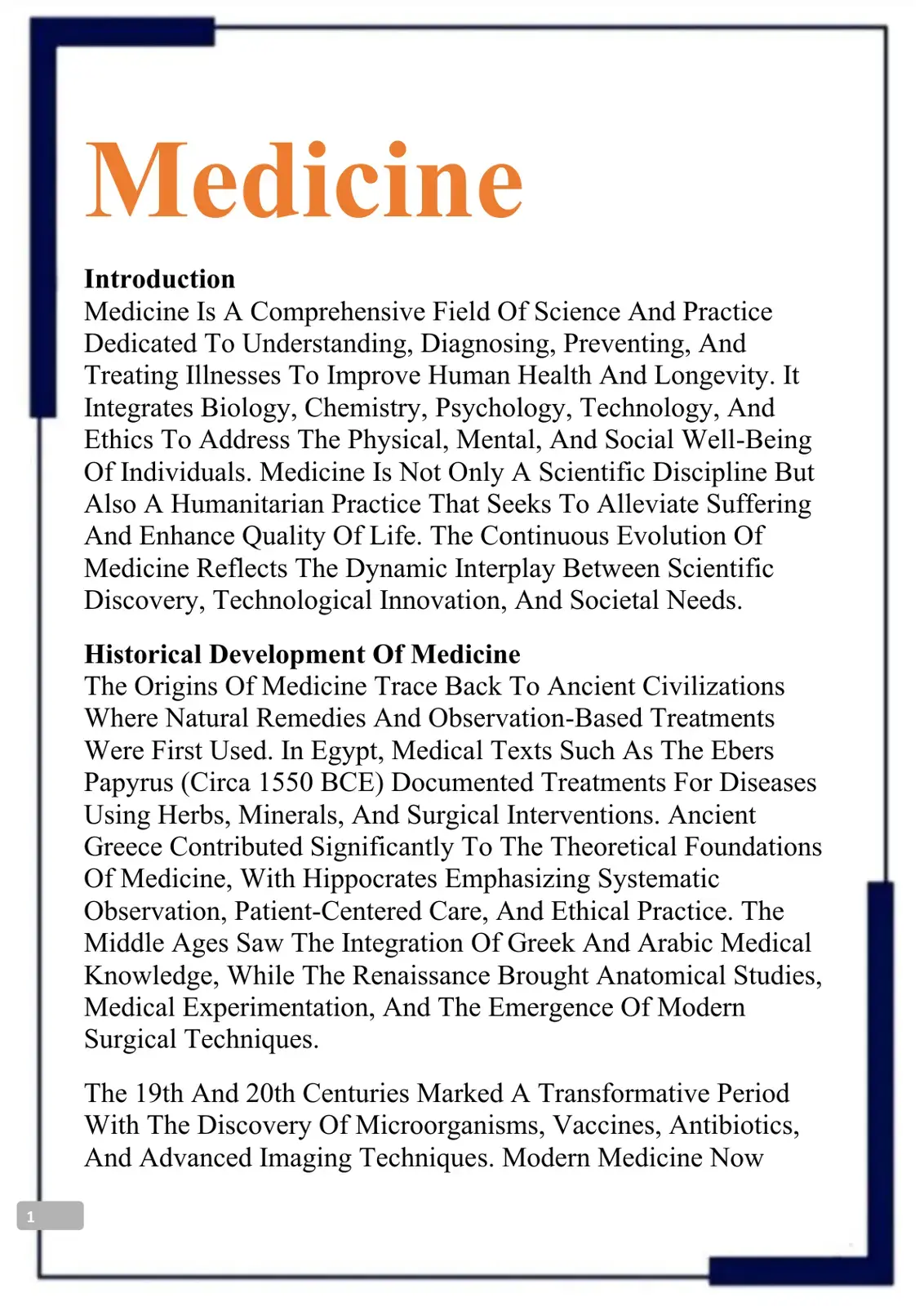 غلاف كتاب Medicine