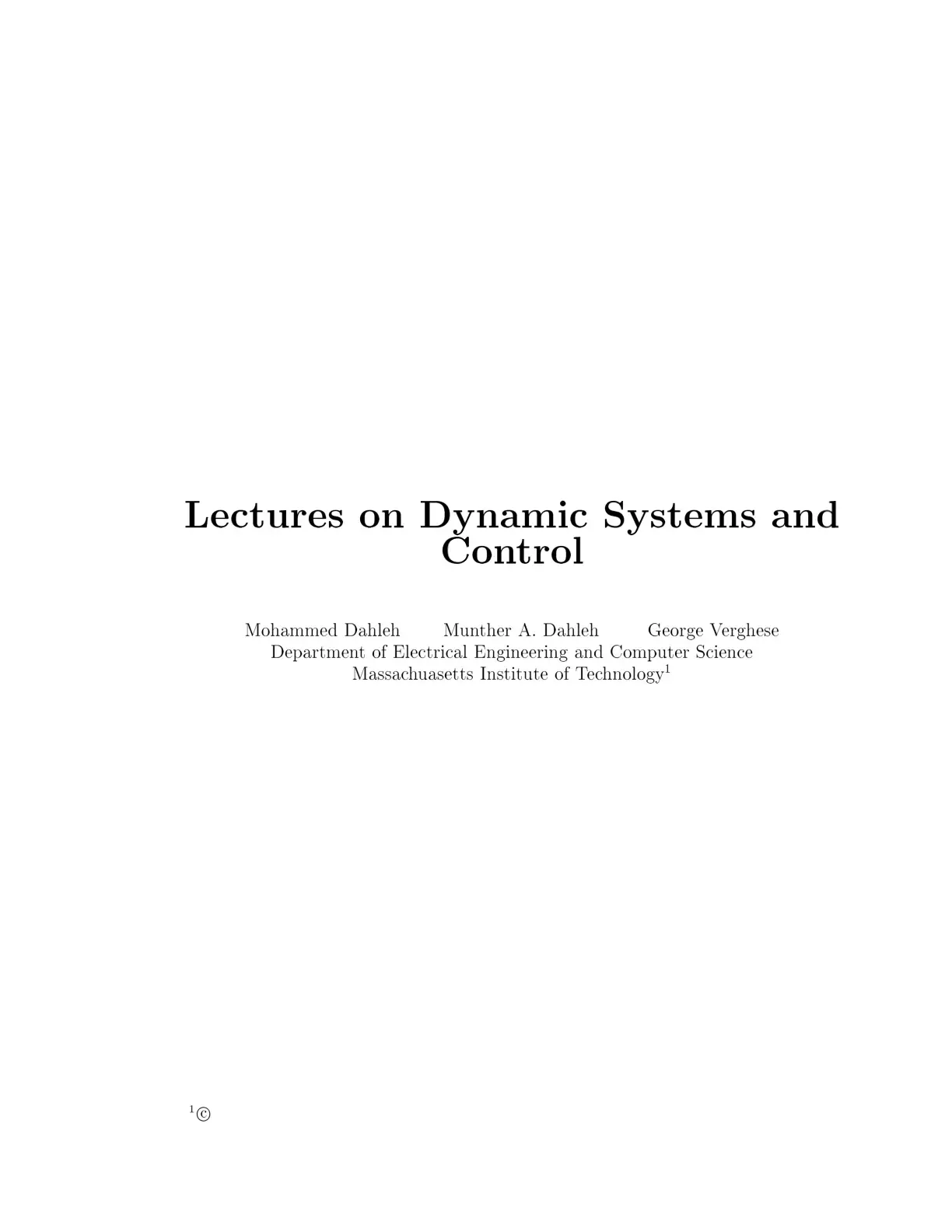 غلاف كتاب Lectures on Dynamic Systems and Control