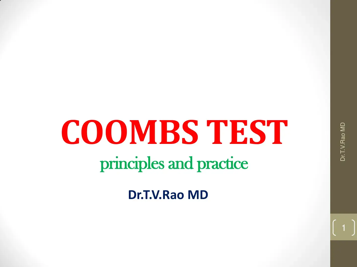 غلاف كتاب COOMBS TEST principles and practice