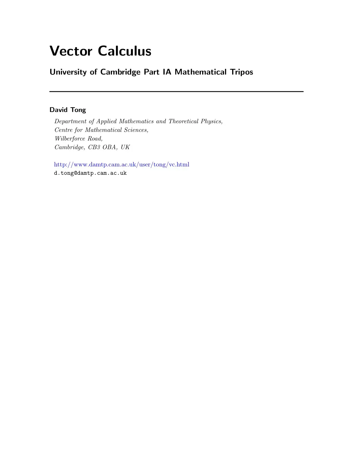 غلاف كتاب Vector Calculus