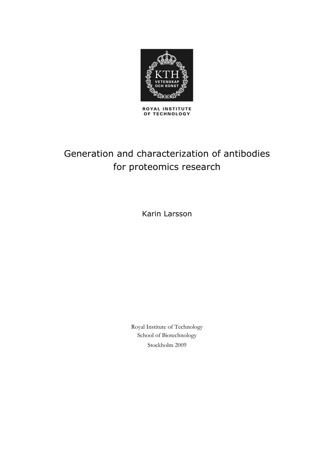 غلاف كتاب Generation and characterization of antibodies for proteomics research