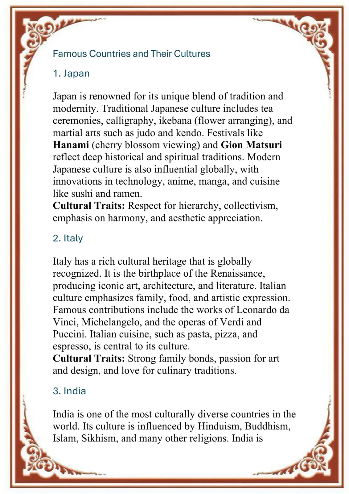 غلاف كتاب Famous Countries and Their Cultures