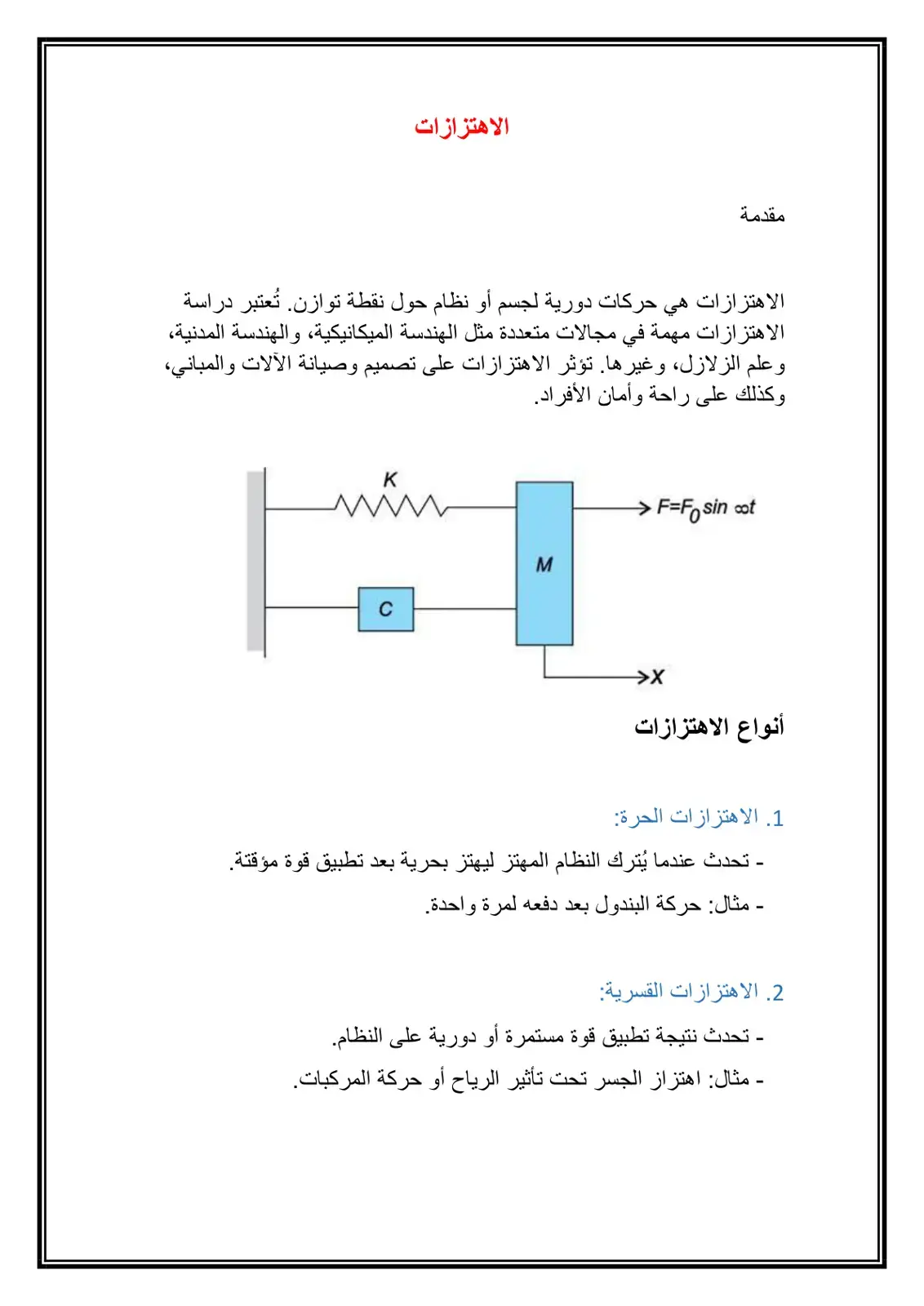غلاف كتاب مقدمة في الاهتزازات
