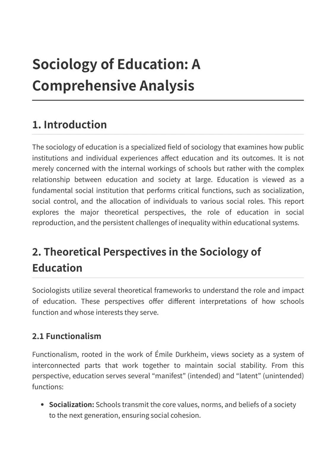 غلاف كتاب Sociology of Education: A Comprehensive Analysis