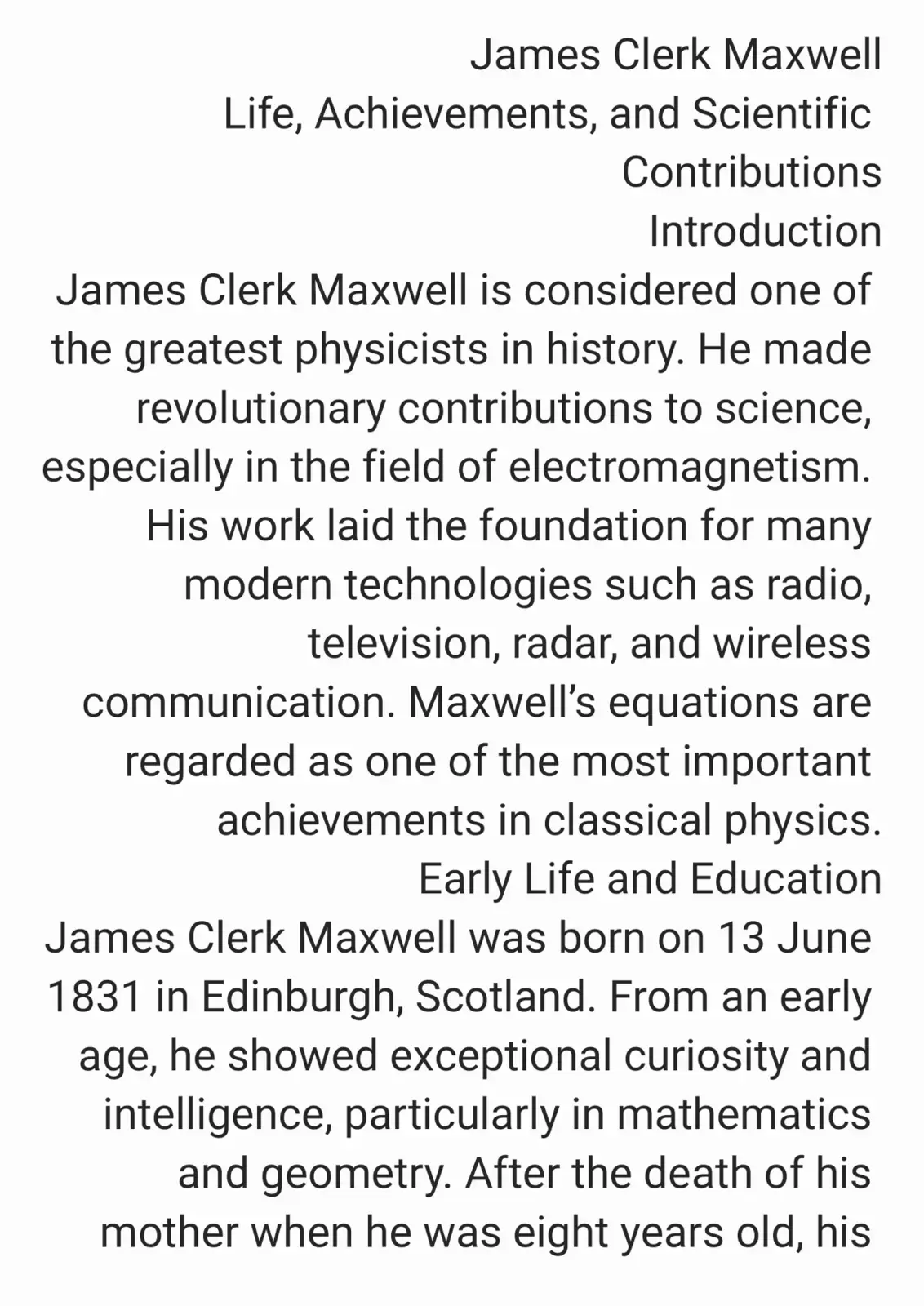 غلاف كتاب James Clerk Maxwell: Life, Achievements, and Scientific Contributions