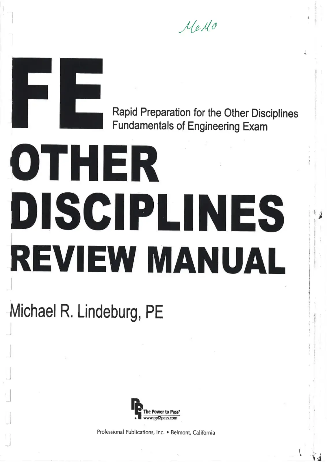 غلاف كتاب Rapid Preparation for the Other Disciplines Fundamentals of Engineering Exam OTHER DISCIPLINES REVIEW MANUAL