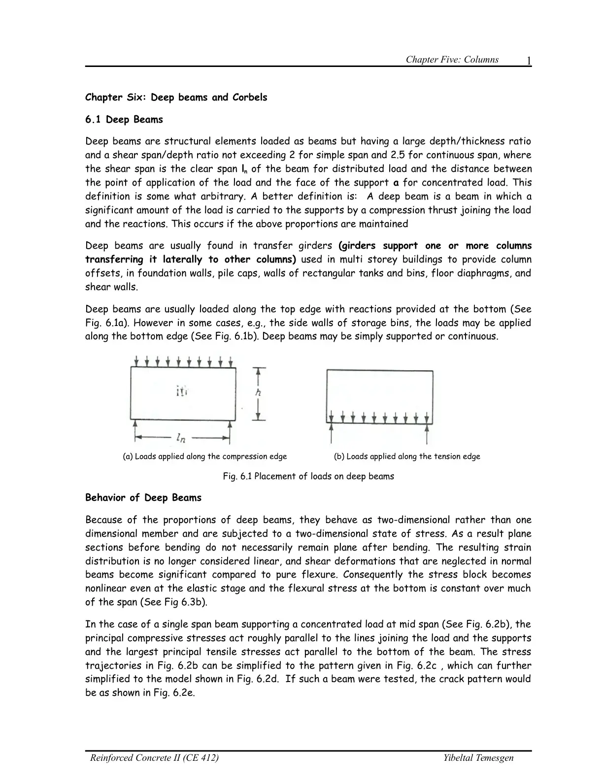 غلاف كتاب Chapter Five: Columns; Chapter Six: Deep beams and Corbels