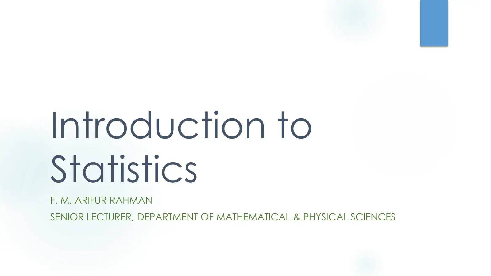 غلاف كتاب Introduction to Statistics