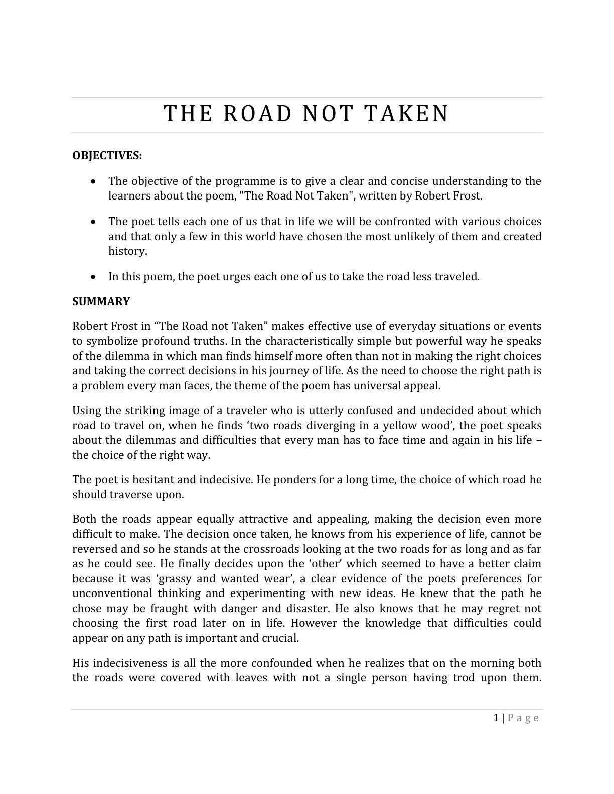 غلاف كتاب THE ROAD NOT TAKEN