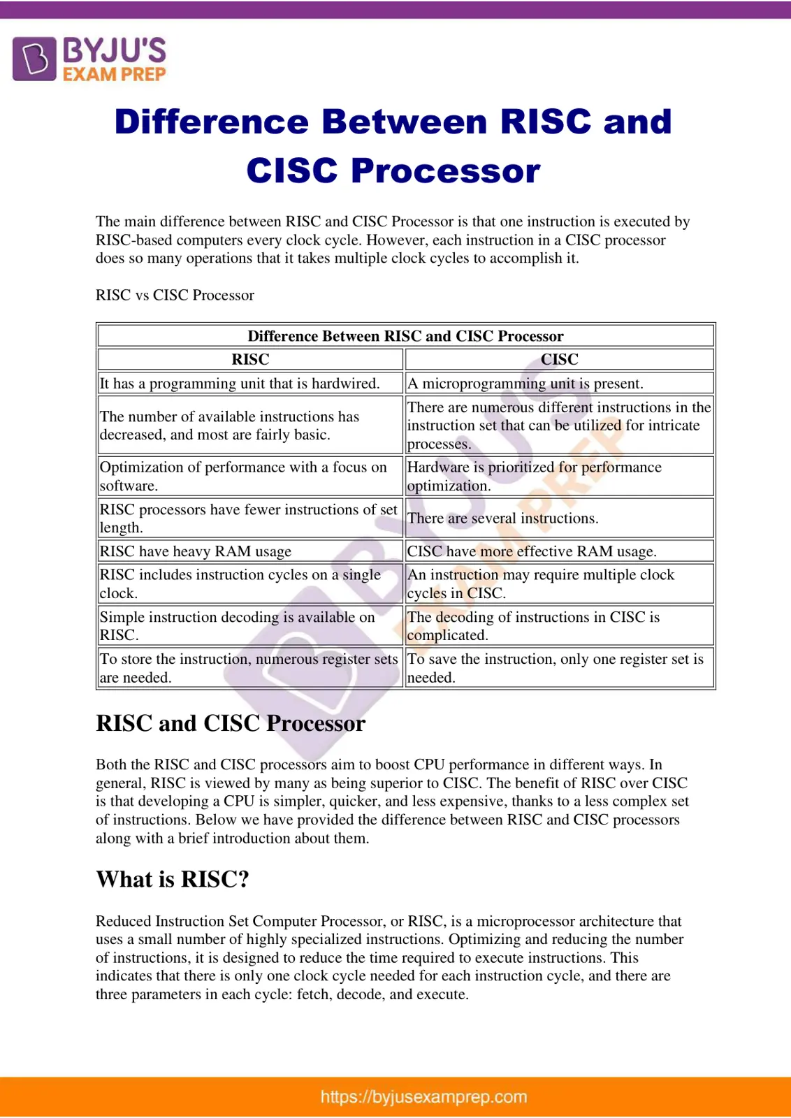 غلاف تقرير Difference Between RISC and CISC Processor