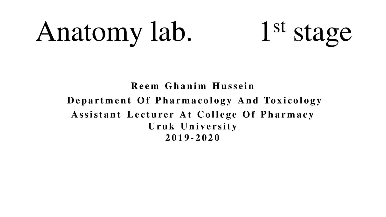 غلاف تقرير Anatomy lab. 1st stage