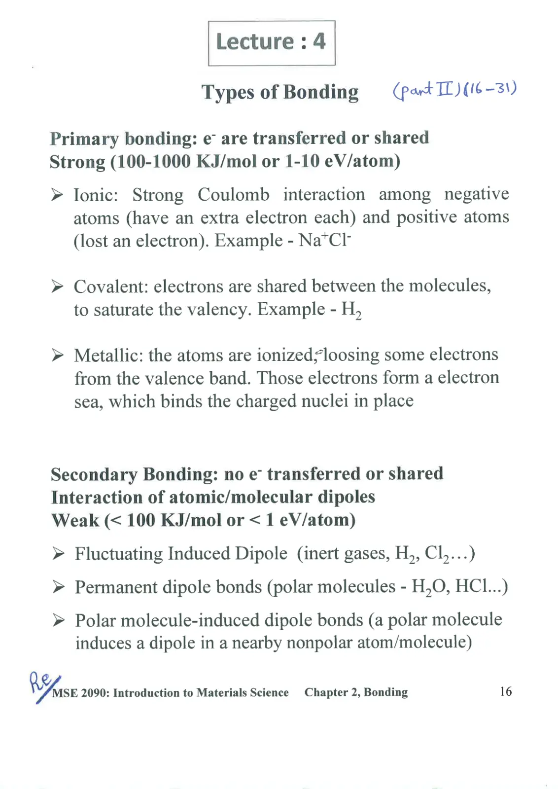 غلاف تقرير Lecture 4: Types of Bonding (Part II)