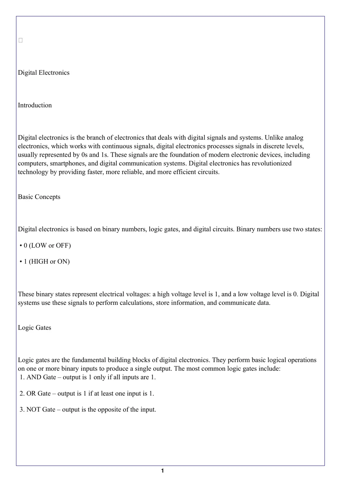 غلاف تقرير Digital Electronics