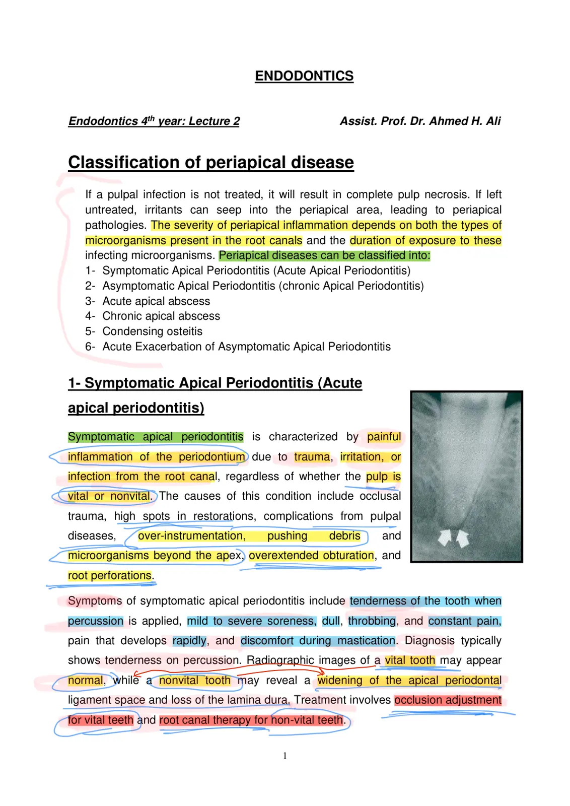 غلاف تقرير Classification of Periapical Disease