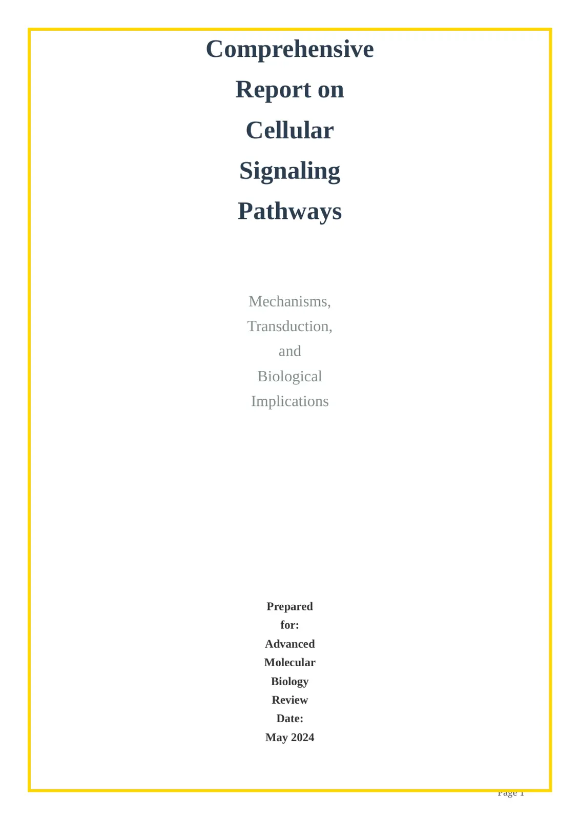غلاف تقرير Comprehensive Report on Cellular Signaling Pathways