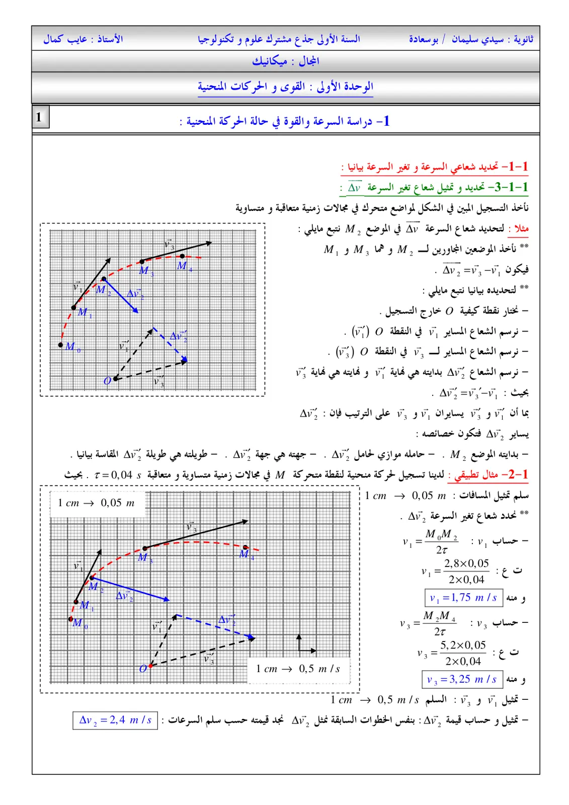 غلاف تقرير الوحدة الأولى : القوى و الحركات المنحنية