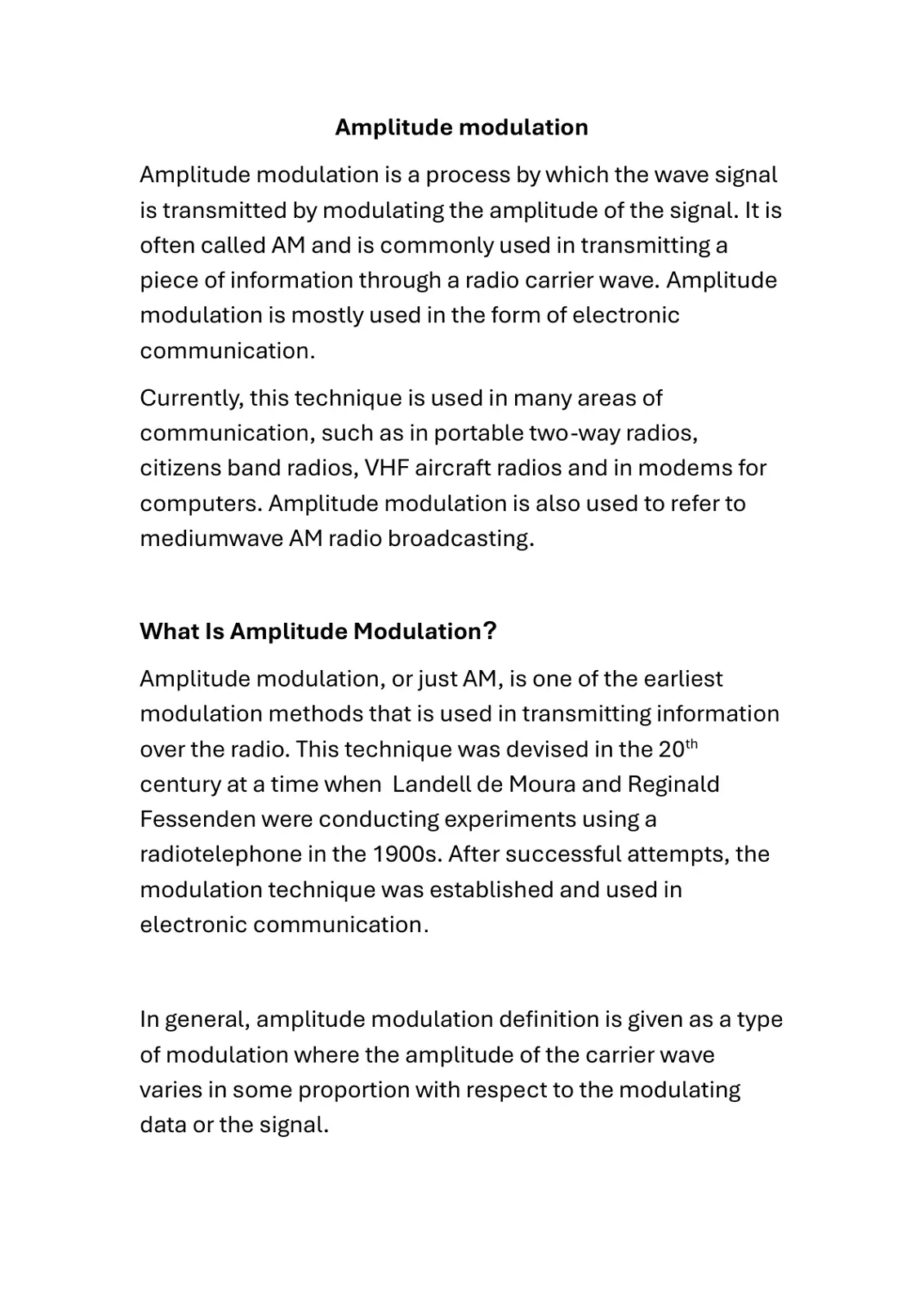 غلاف تقرير Amplitude modulation