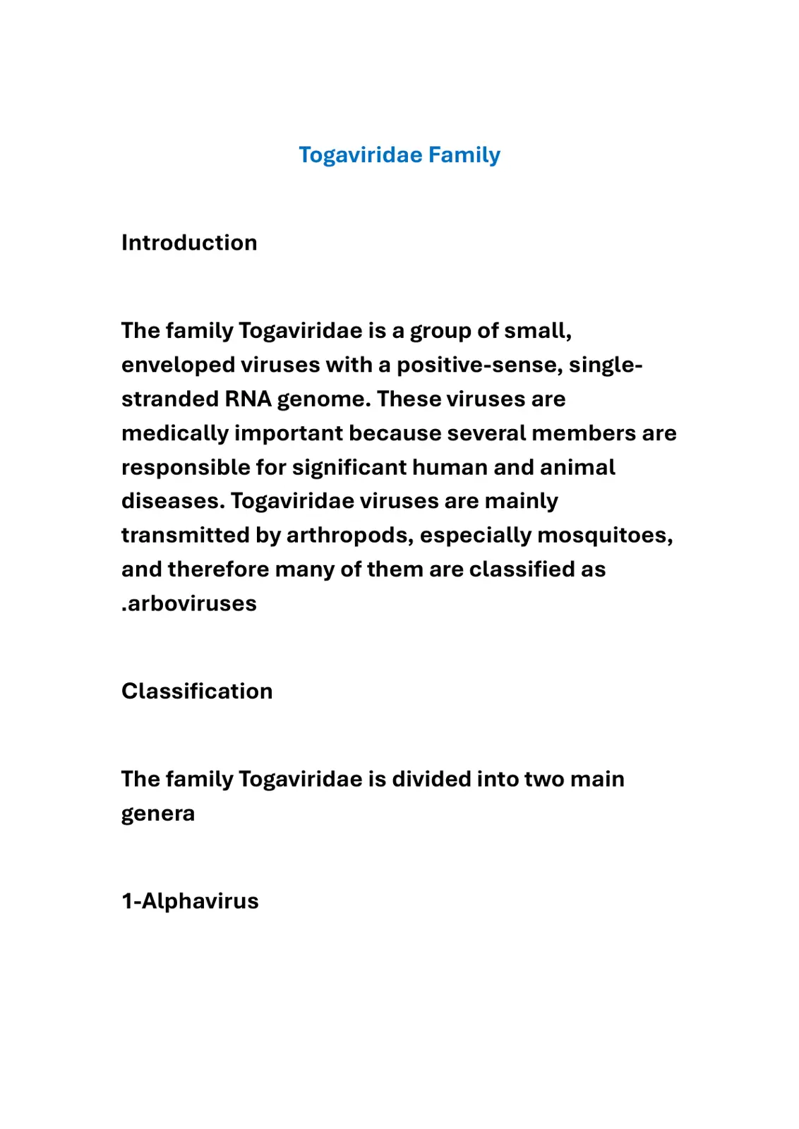 غلاف تقرير Togaviridae Family