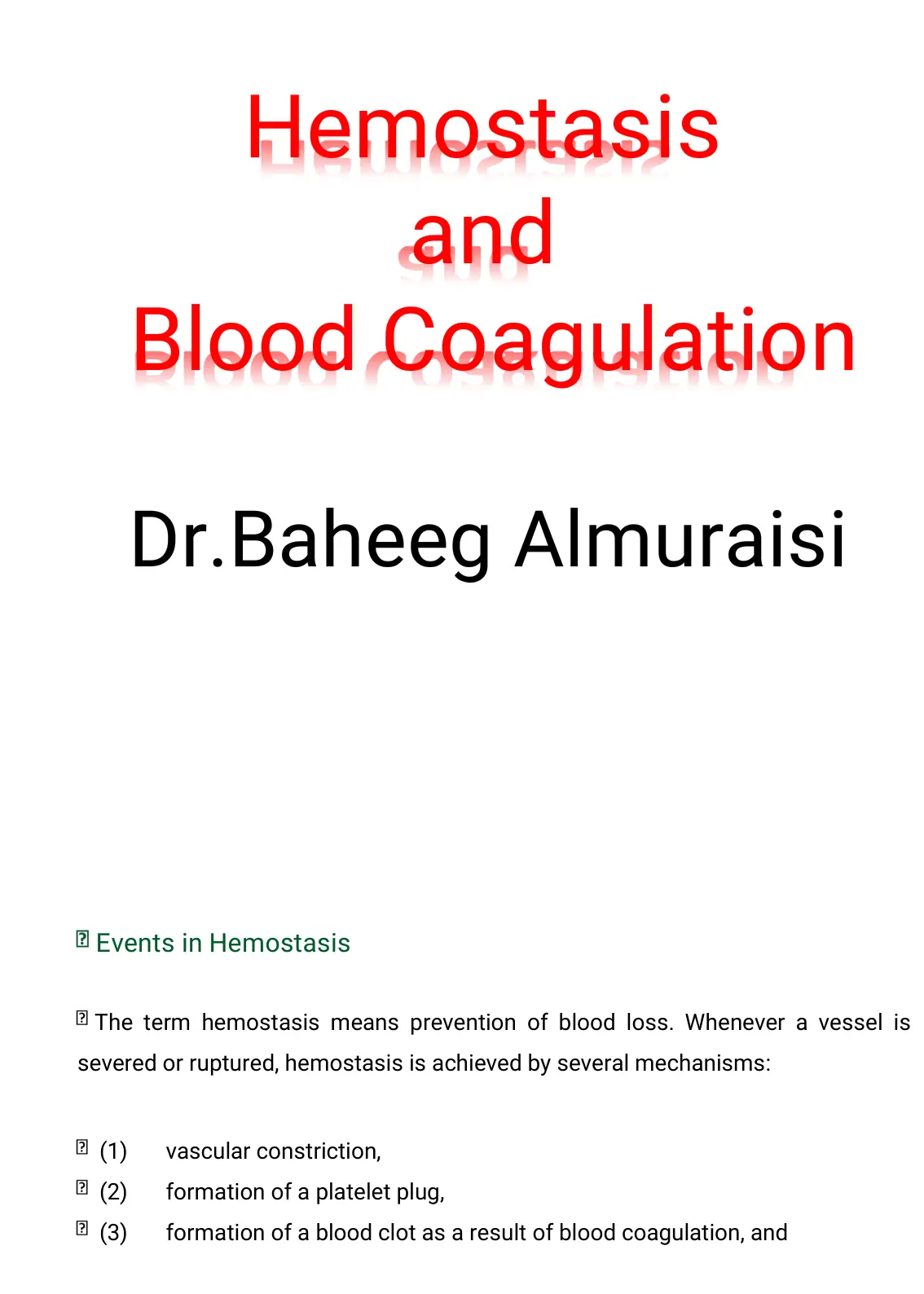 غلاف تقرير Hemostasis and Blood Coagulation