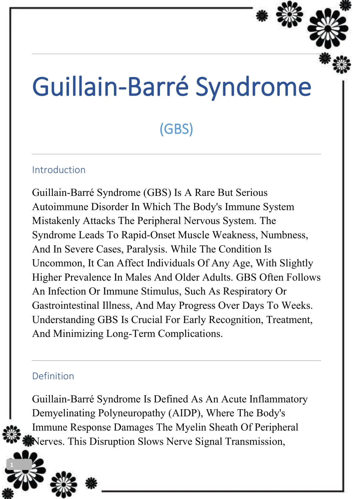 غلاف تقرير Guillain-Barré Syndrome (GBS)
