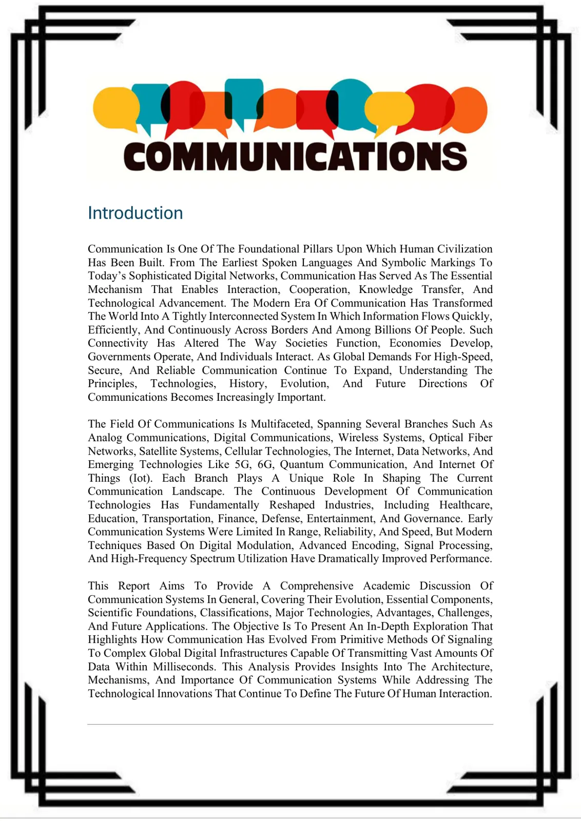 غلاف تقرير Communications