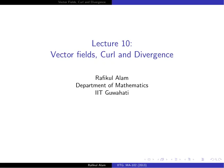 غلاف تقرير Vector Fields, Curl and Divergence