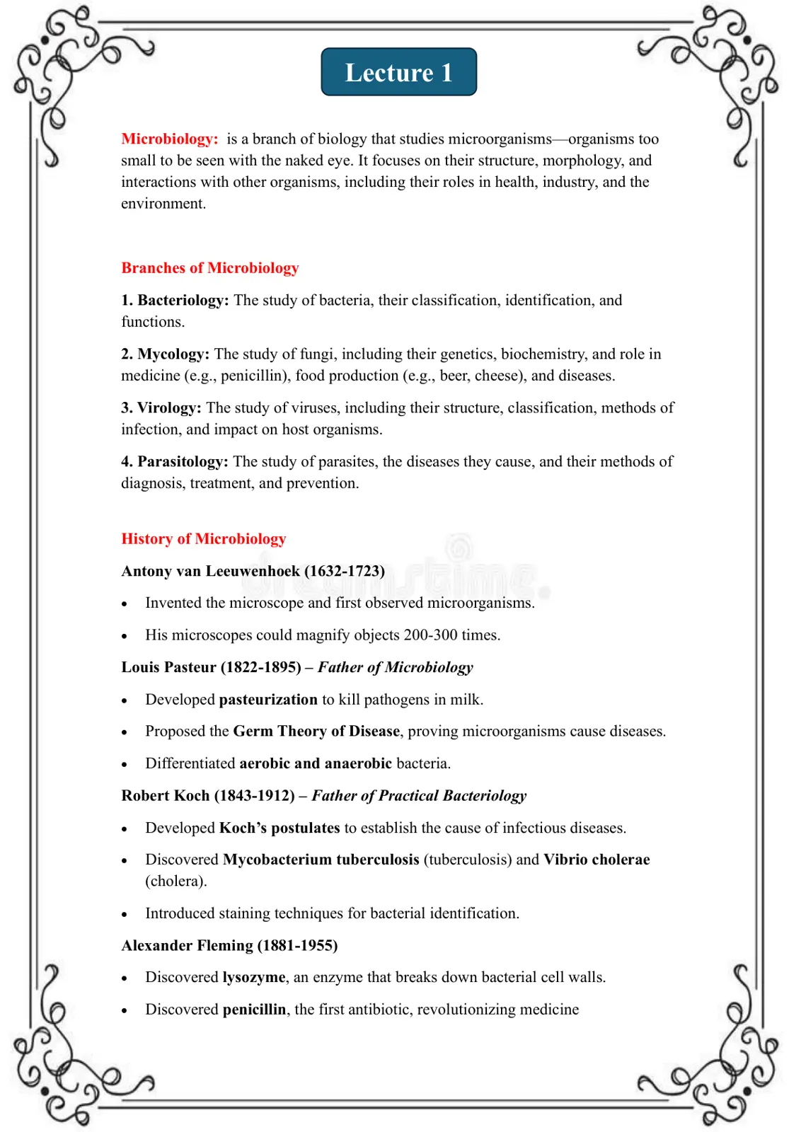 غلاف تقرير Lecture 1 Microbiology