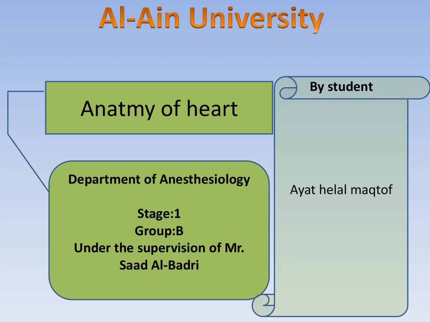 غلاف تقرير Anatomy of heart