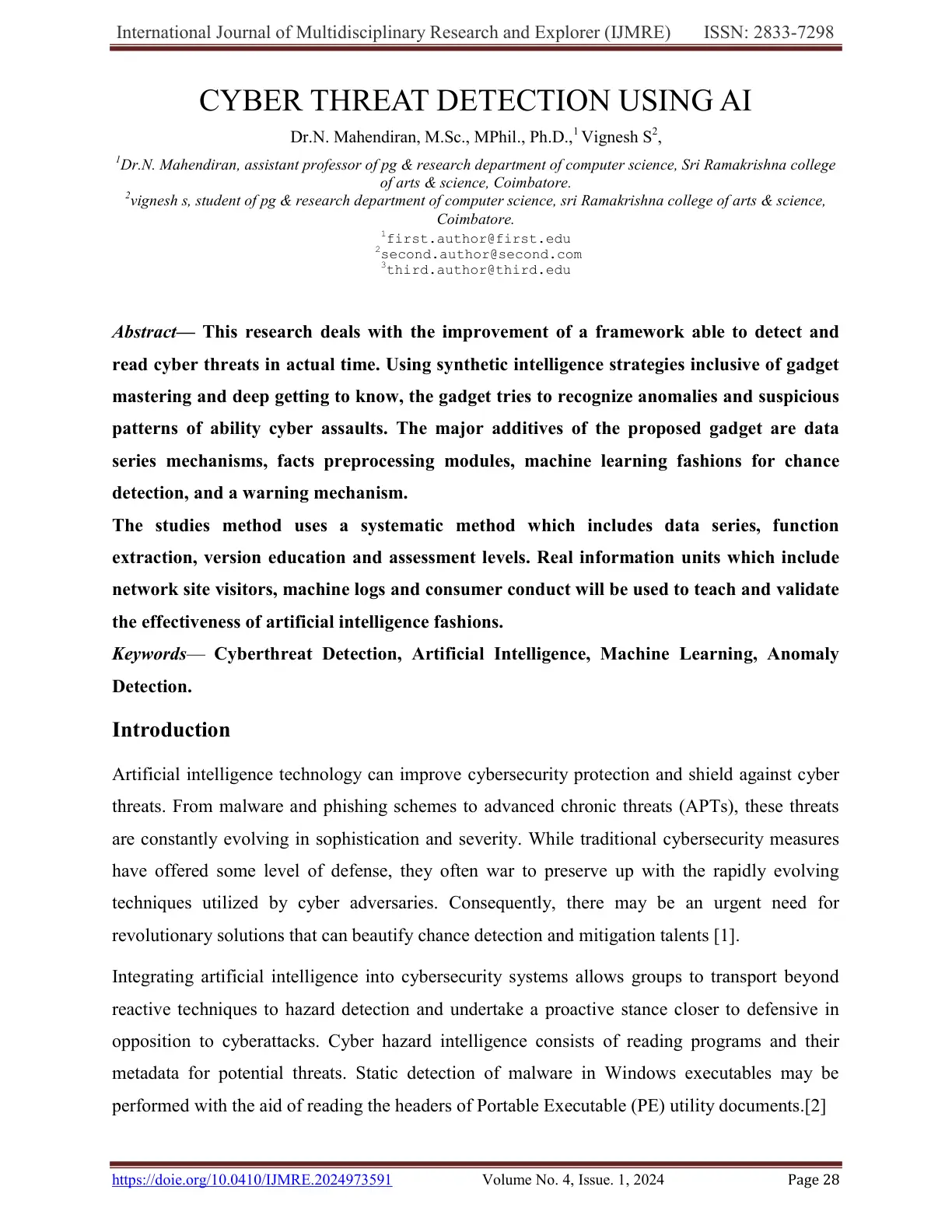 غلاف تقرير CYBER THREAT DETECTION USING AI