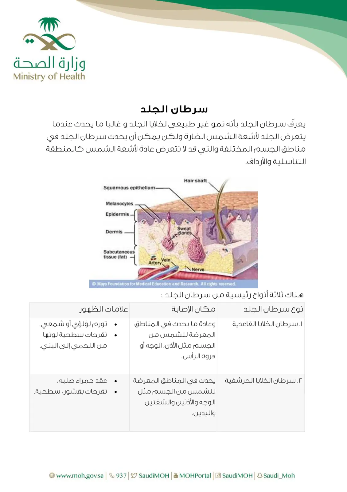 غلاف تقرير سرطان الجلد