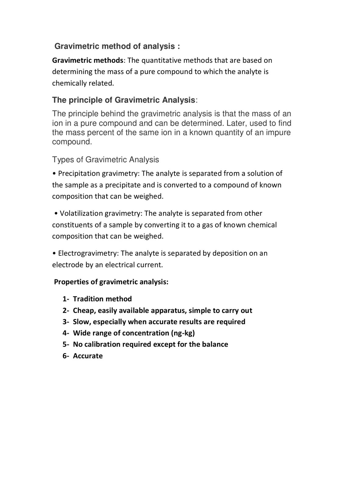 غلاف تقرير Gravimetric method of analysis