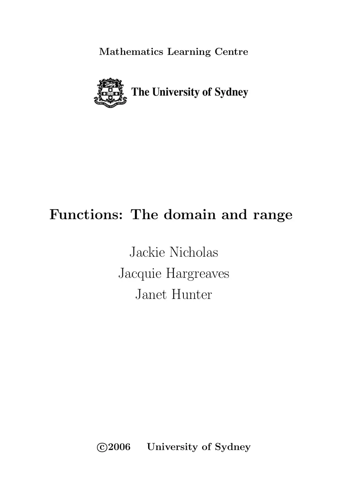 غلاف تقرير Functions: The domain and range