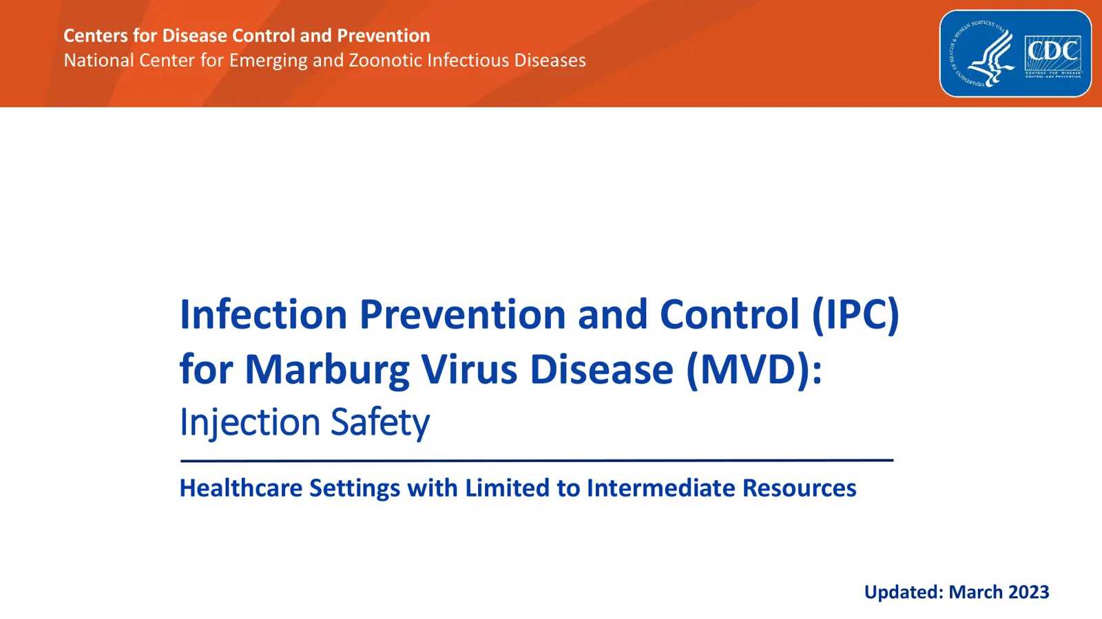 غلاف تقرير Infection Prevention and Control (IPC) for Marburg Virus Disease (MVD): Injection Safety