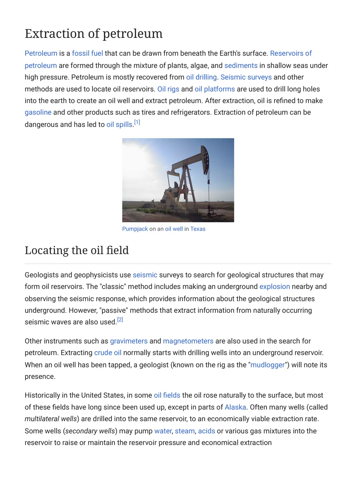 غلاف تقرير Extraction of petroleum