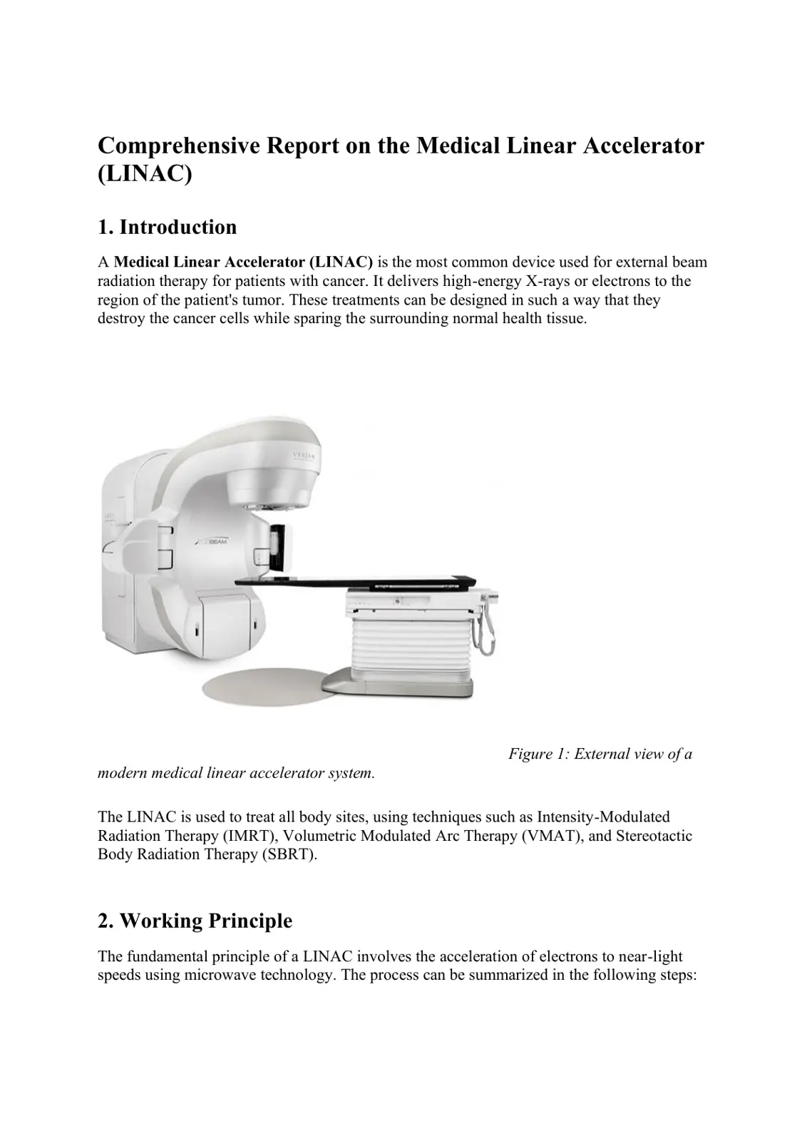 غلاف تقرير Comprehensive Report on the Medical Linear Accelerator (LINAC)