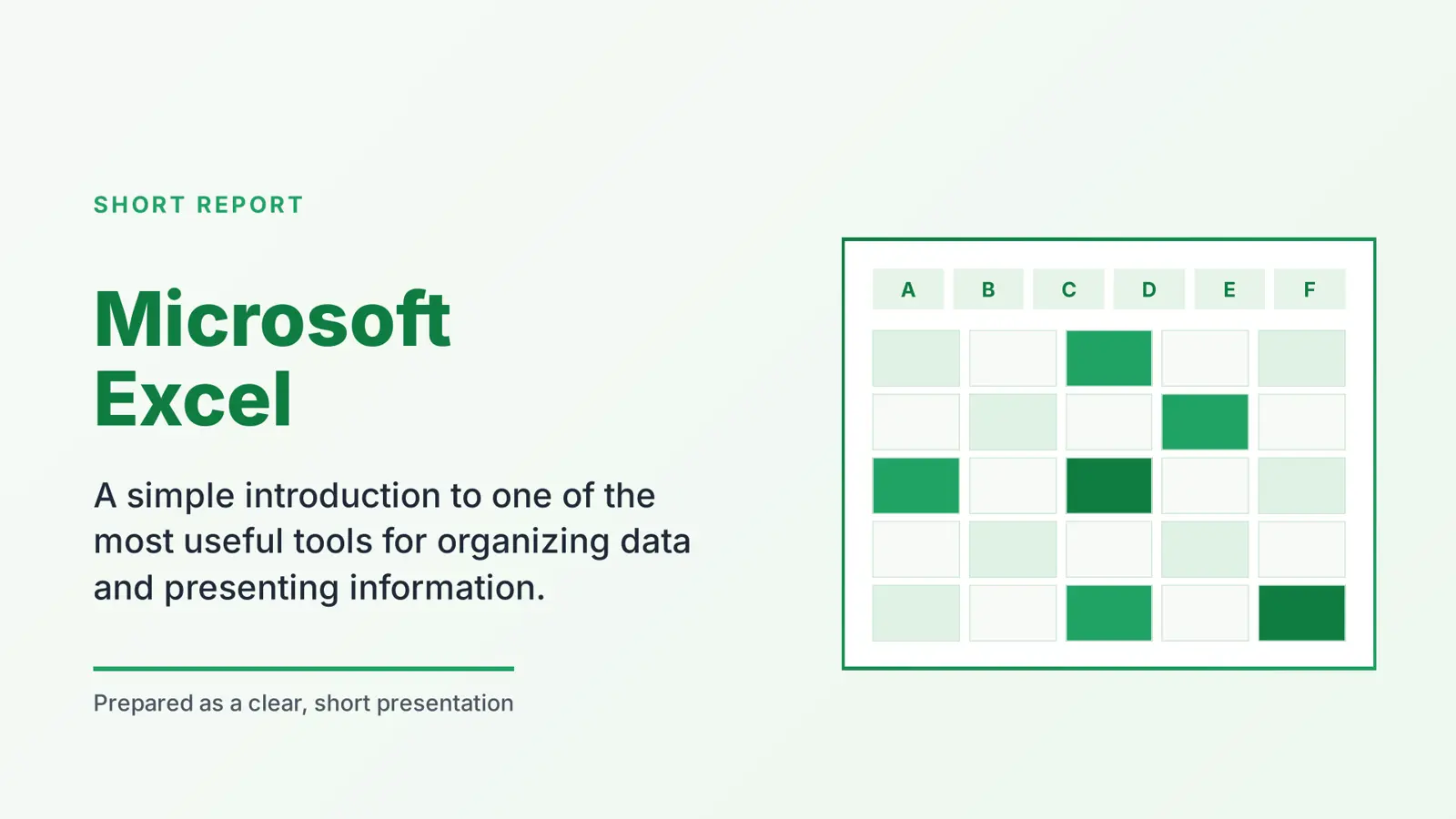 غلاف تقرير تقرير مختصر عن Microsoft Excel