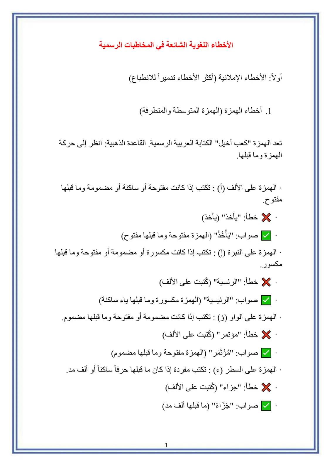 غلاف تقرير الأخطاء اللغوية الشائعة في المخاطبات الرسمية
