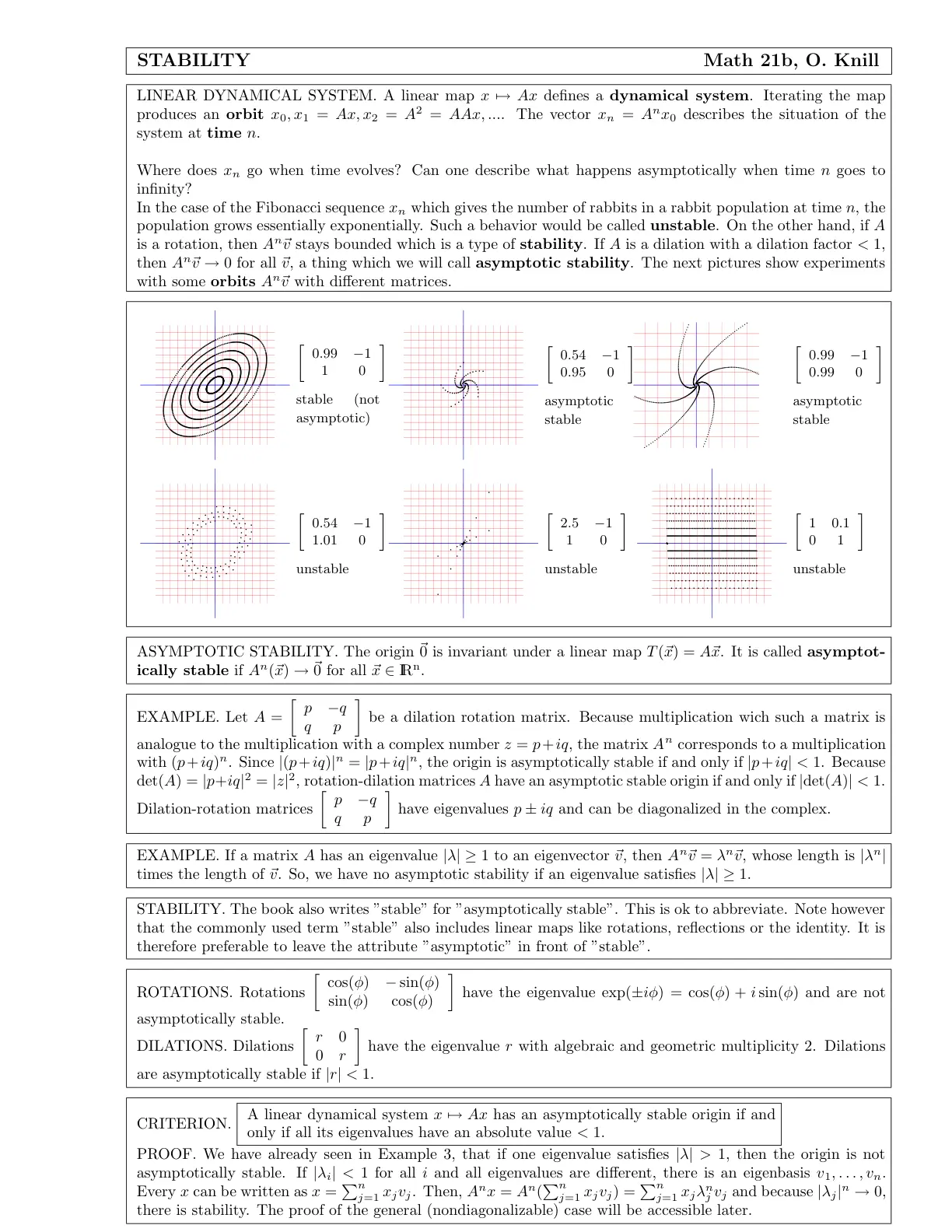غلاف تقرير STABILITY LINEAR DYNAMICAL SYSTEM