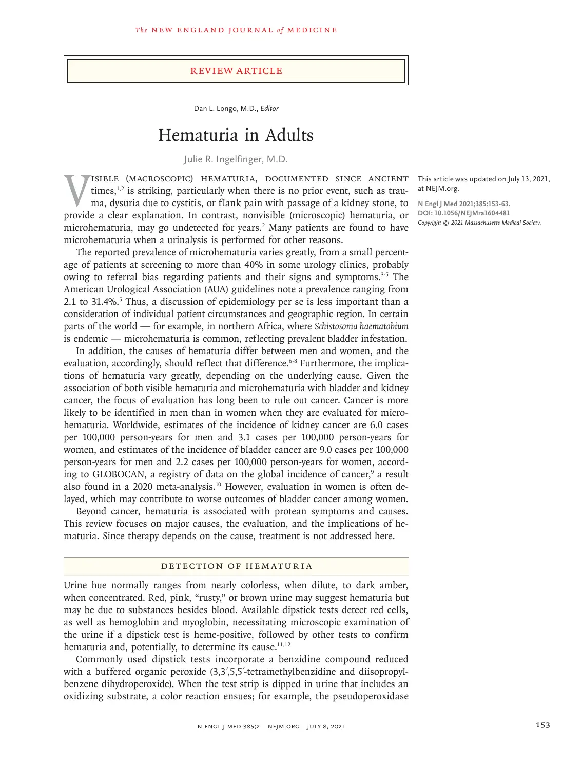 غلاف تقرير Hematuria in Adults