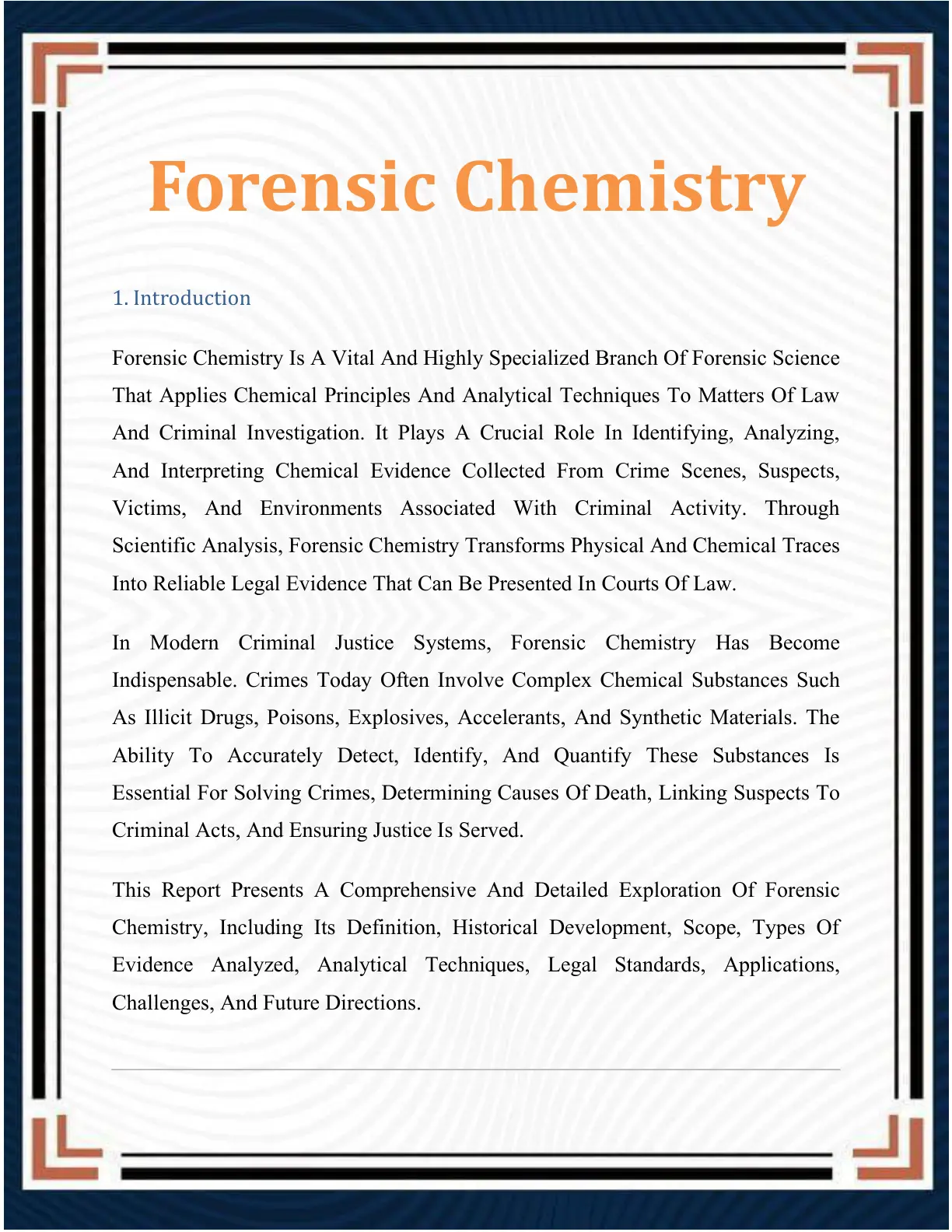 غلاف تقرير Forensic Chemistry