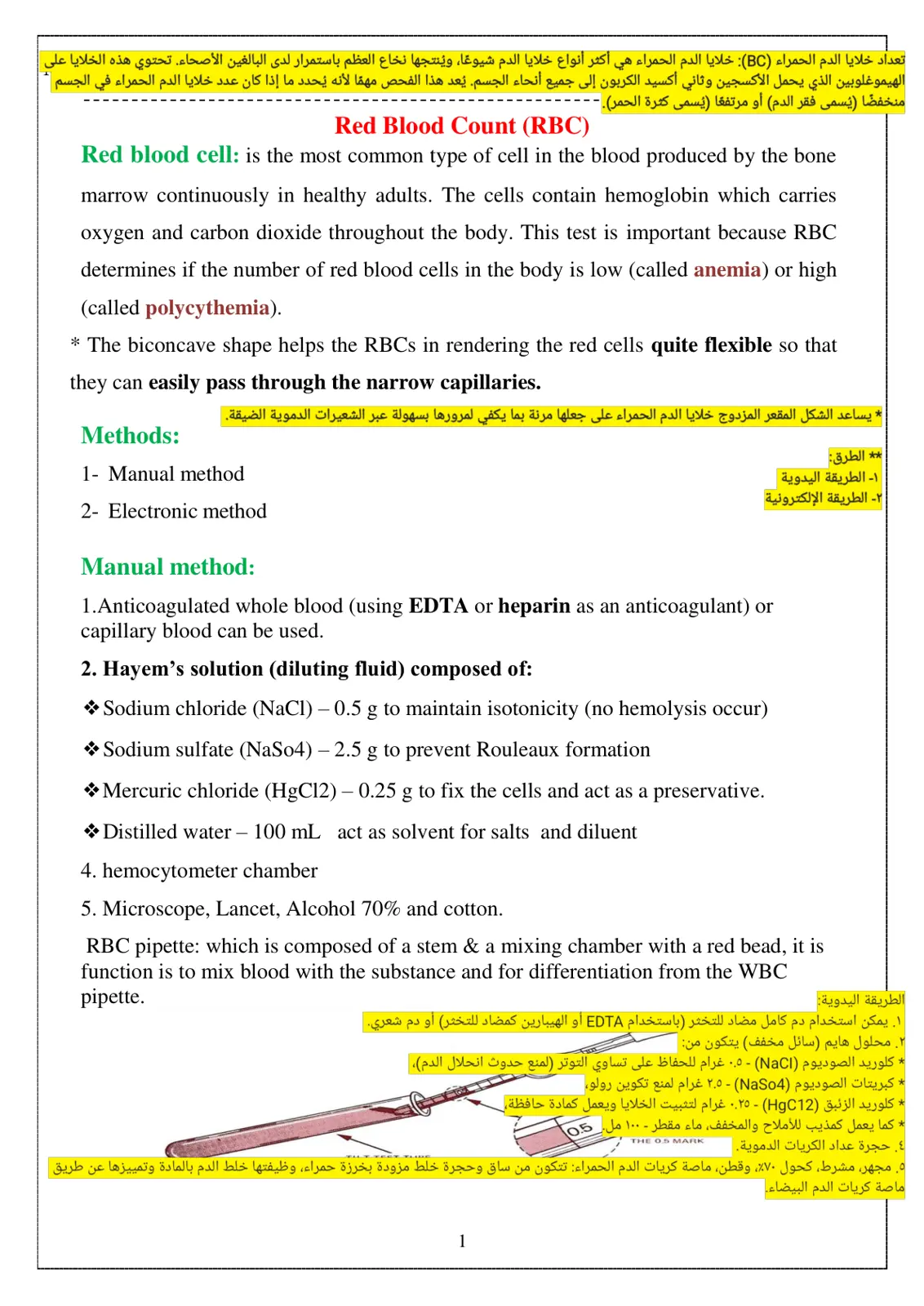 غلاف تقرير تعداد خلايا الدم الحمراء (RBC)