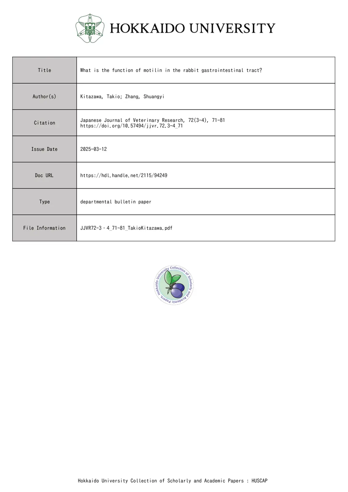 غلاف تقرير What is the function of motilin in the rabbit gastrointestinal tract?