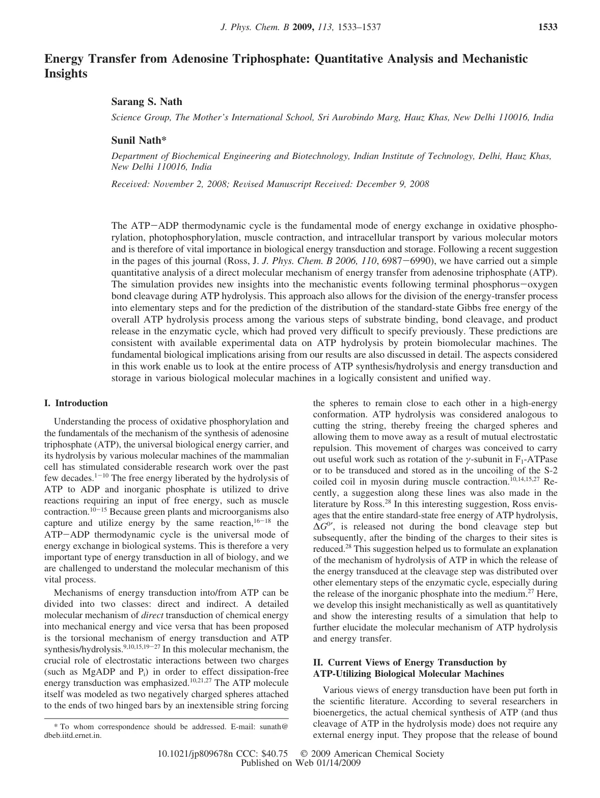 غلاف تقرير Energy Transfer from Adenosine Triphosphate: Quantitative Analysis and Mechanistic Insights