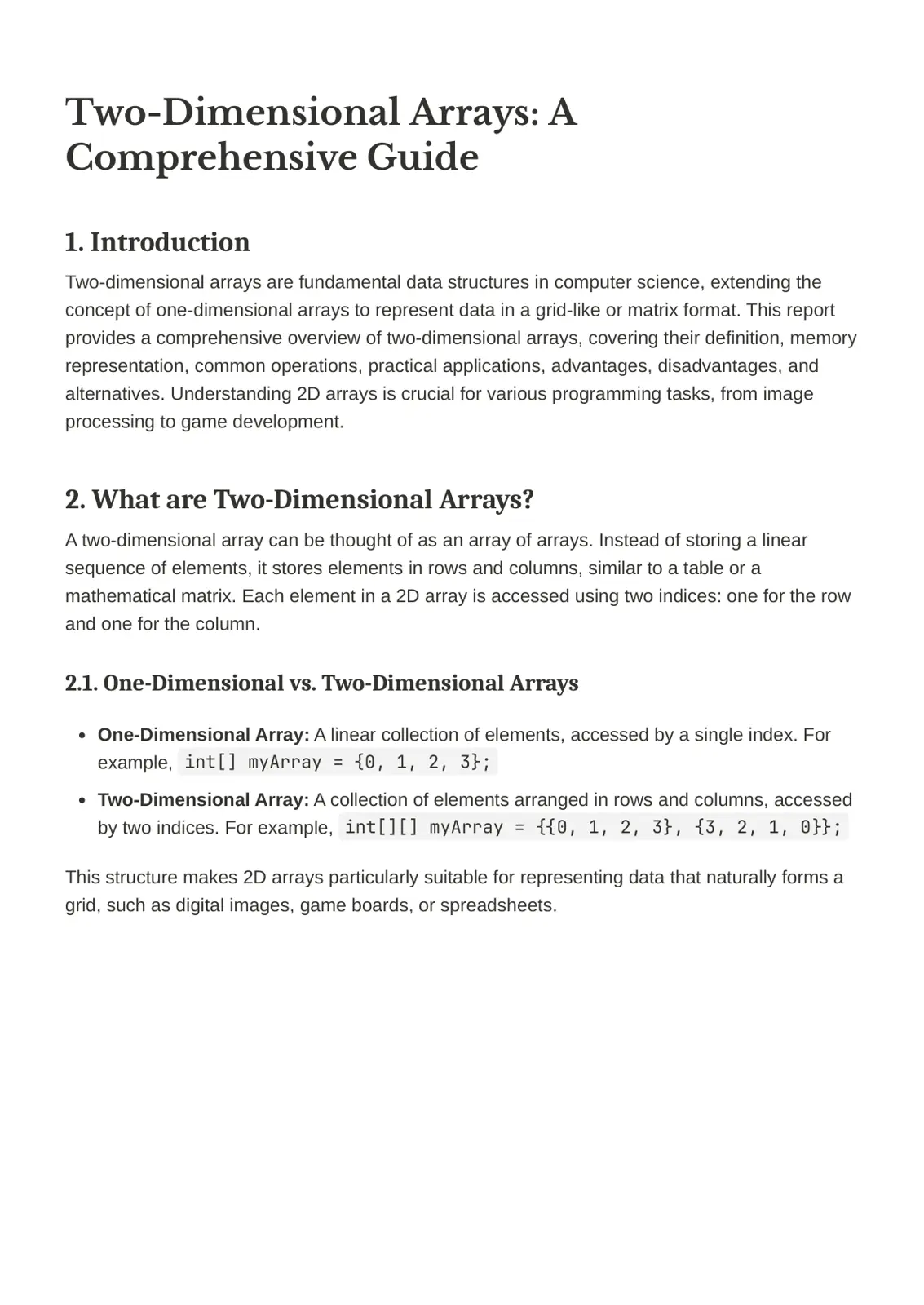 غلاف تقرير Two-Dimensional Arrays: A Comprehensive Guide
