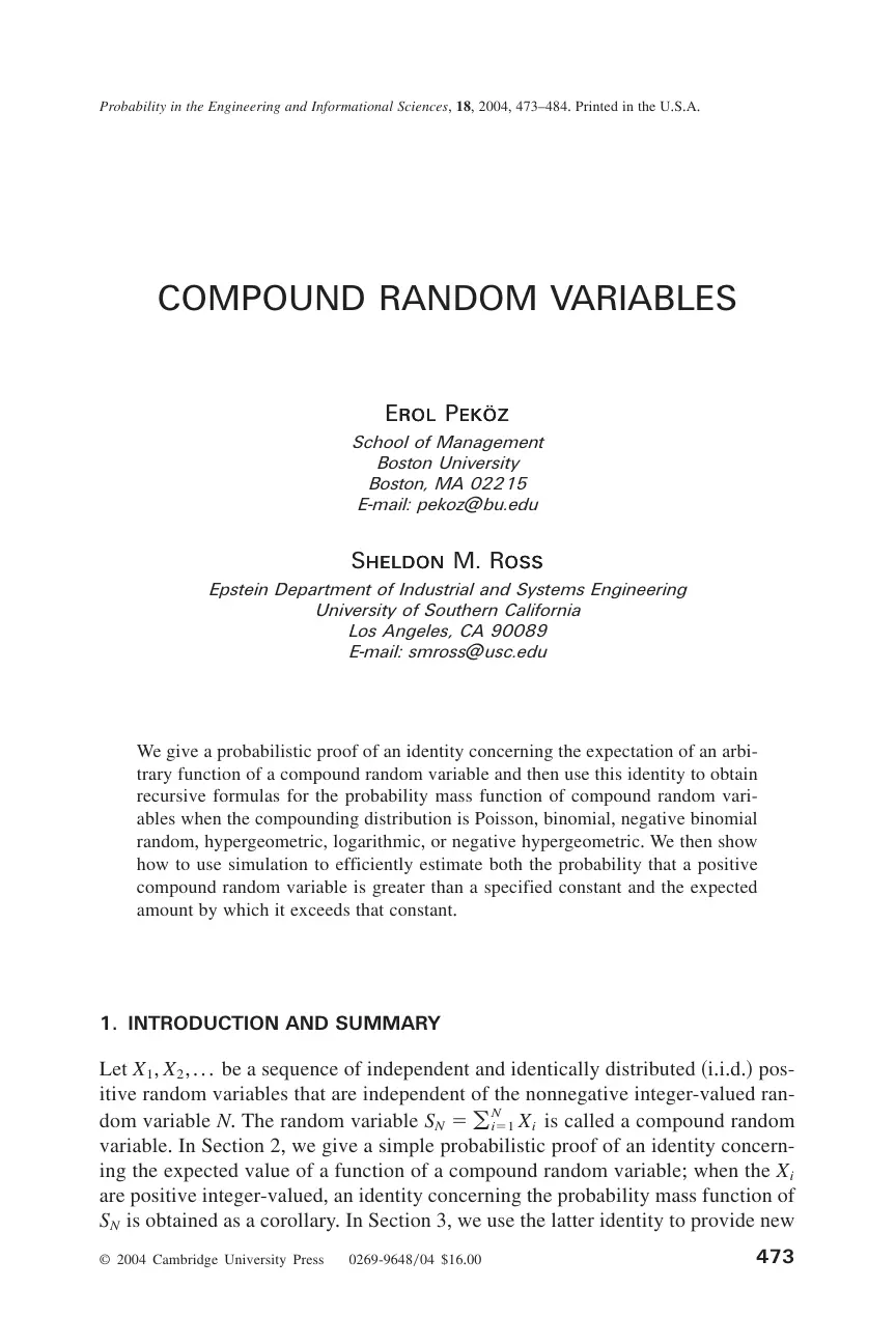 غلاف تقرير Compound Random Variables