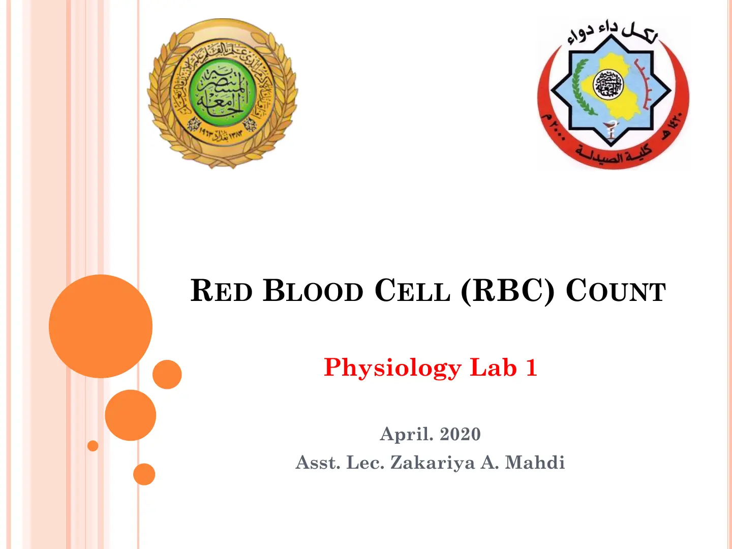 غلاف تقرير RED BLOOD CELL (RBC) COUNT