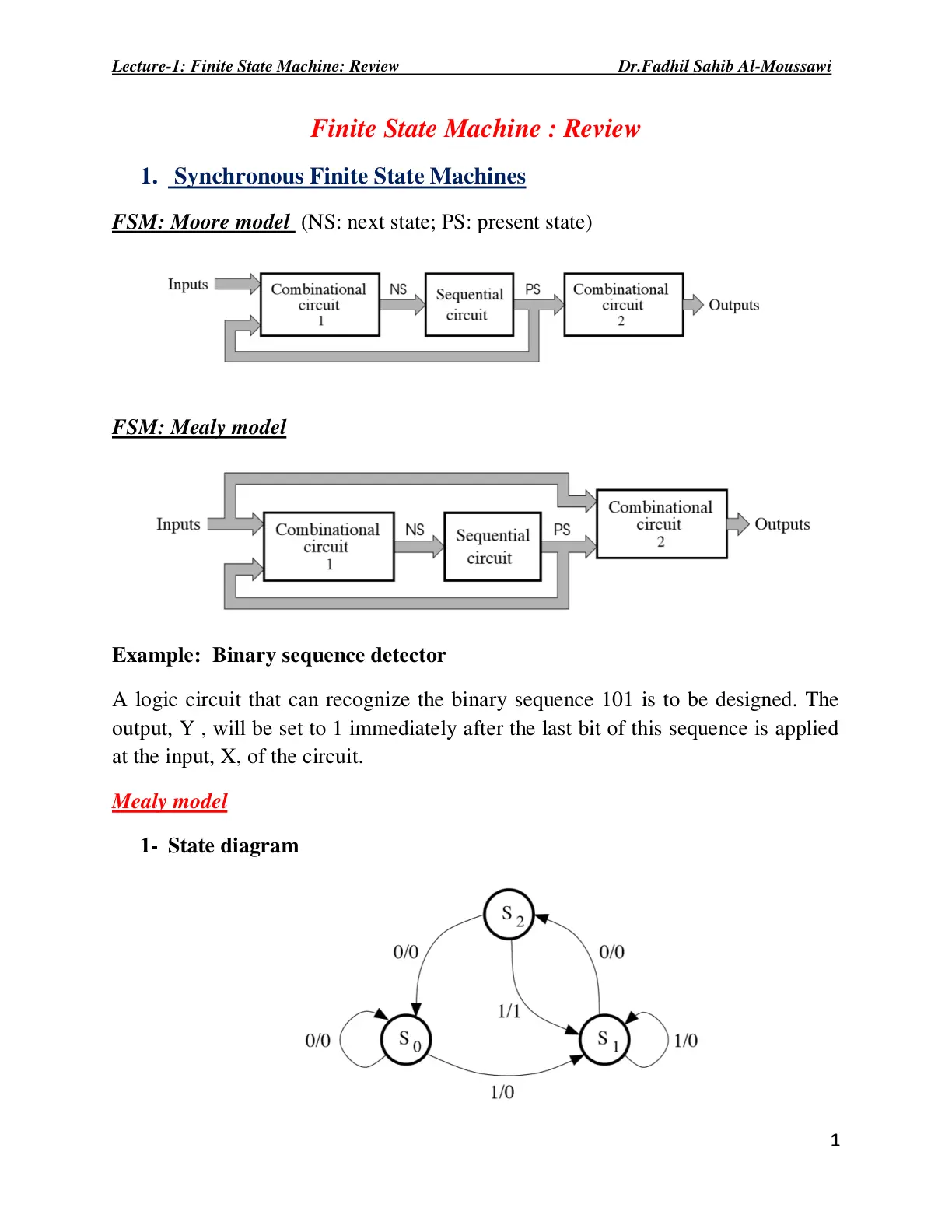 غلاف تقرير Finite State Machine: Review